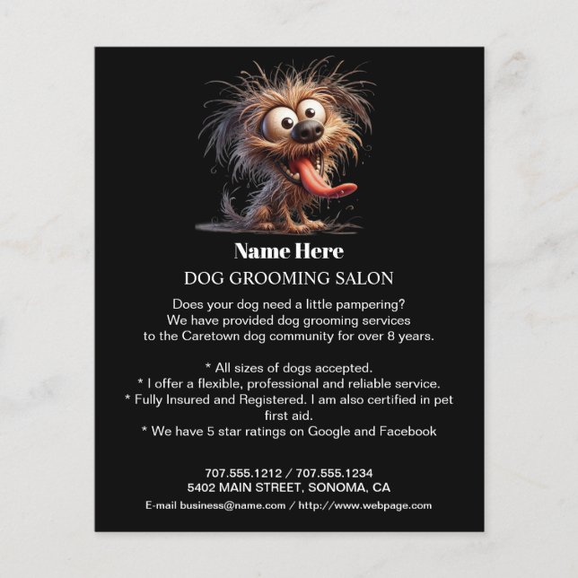Dog grooming business personalized flyer (Front)