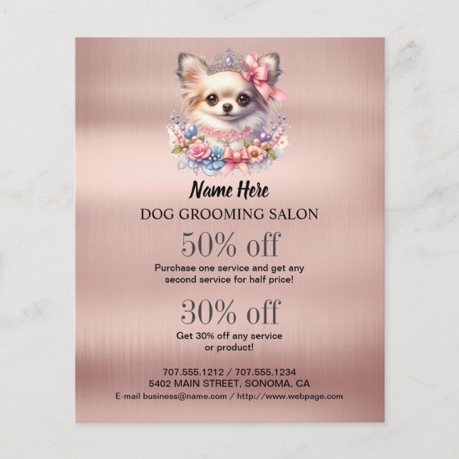 Dog grooming business personalized flyer (Front)