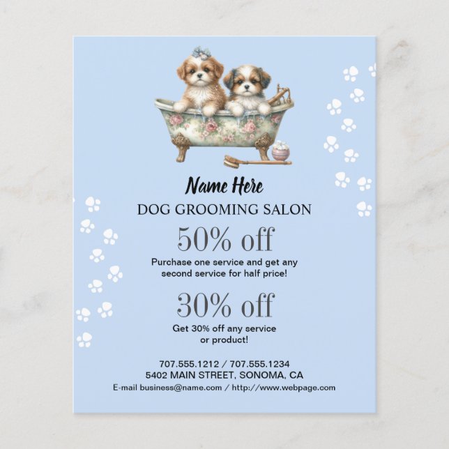 Dog grooming business personalized flyer (Front)