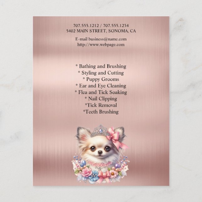 Dog grooming business personalized flyer (Back)