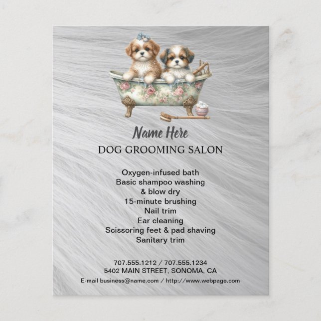 Dog grooming business personalized flyer (Front)