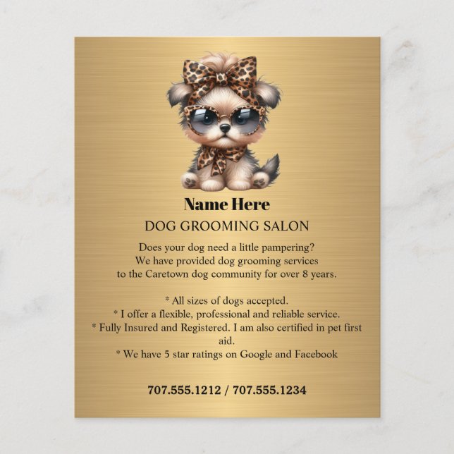 Dog grooming business personalized flyer (Front)