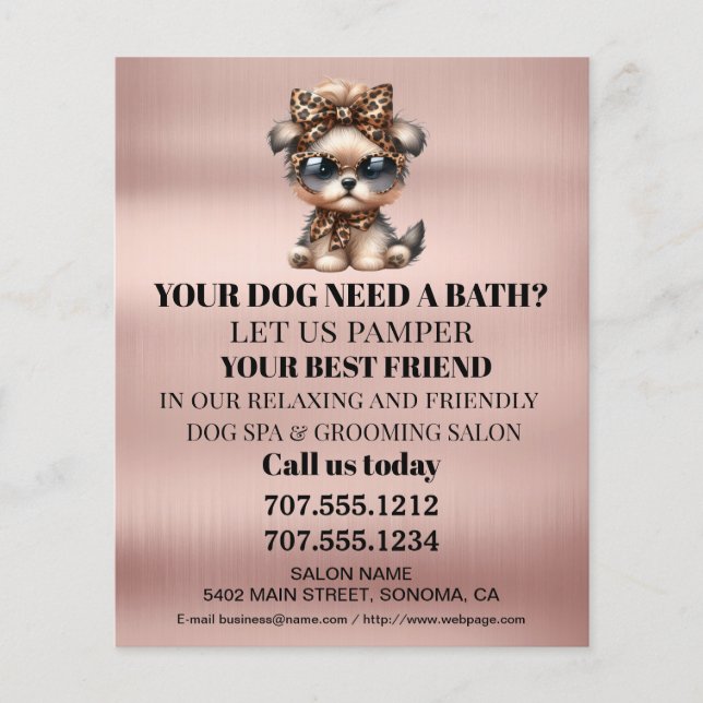 Dog grooming business personalized flyer (Front)
