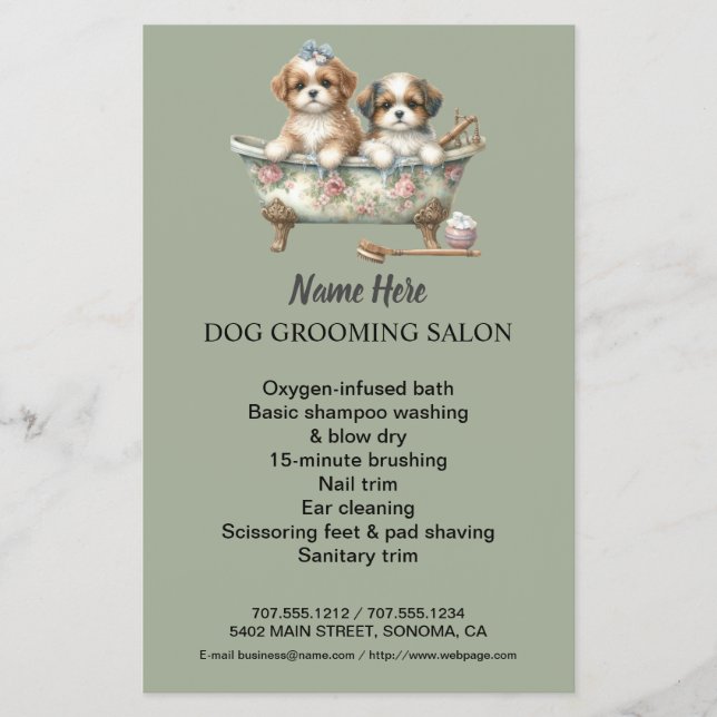 Dog grooming business personalized flyer (Front)