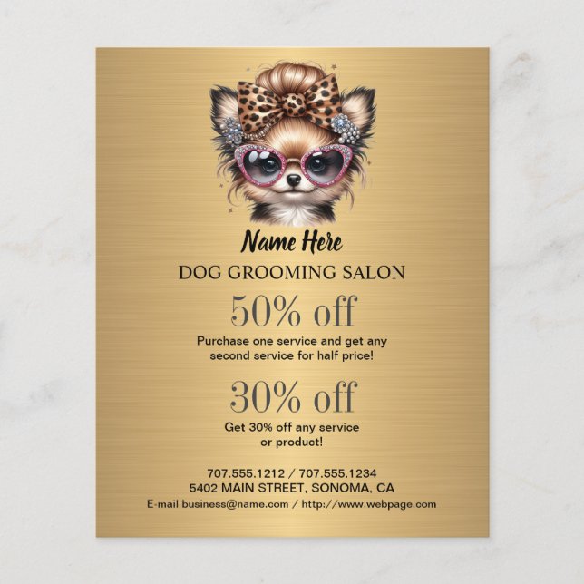 Dog grooming business personalized flyer (Front)