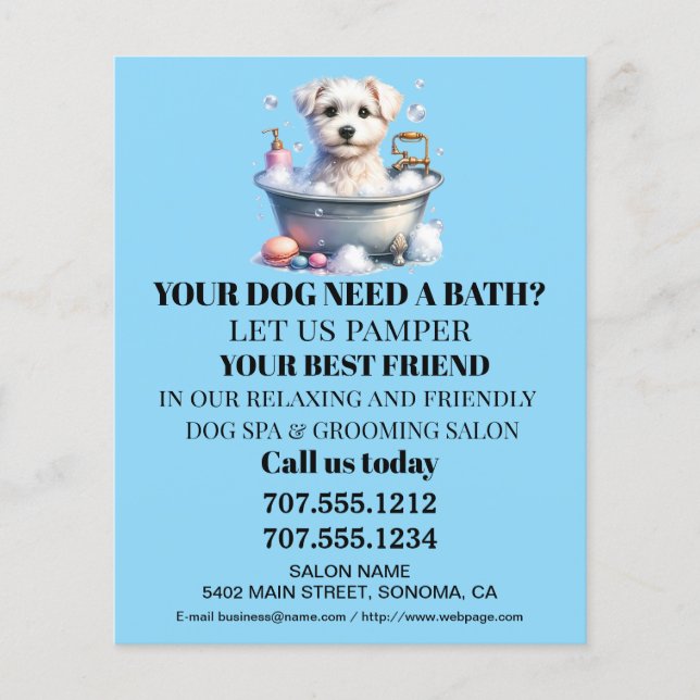 Dog grooming business personalized flyer (Front)