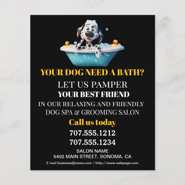 Dog grooming business personalized flyer (Front)