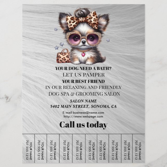Dog grooming business personalized flyer (Front)