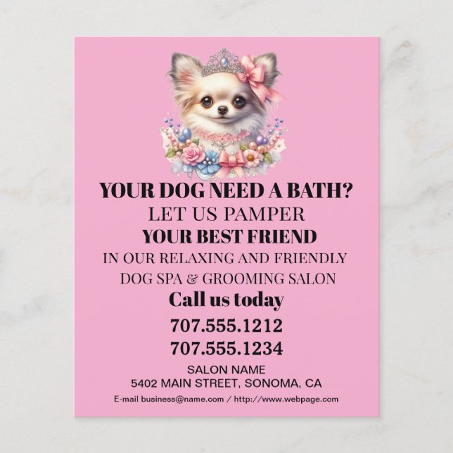 Dog grooming business personalized flyer (Front)