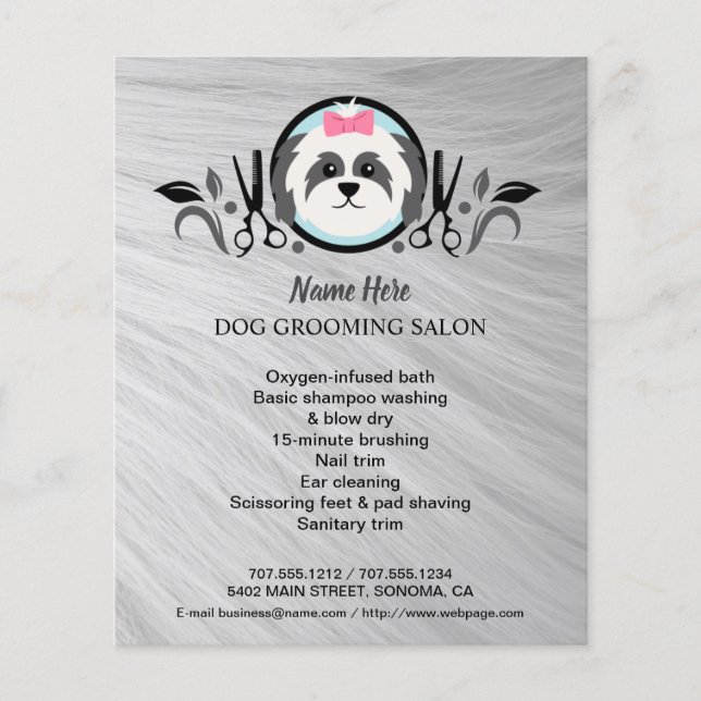 Dog grooming business personalized flyer (Front)