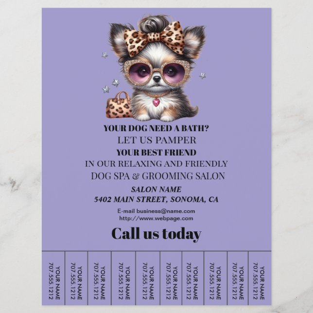 Dog grooming business personalized flyer (Front)