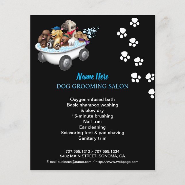 Dog grooming business personalized flyer (Front)