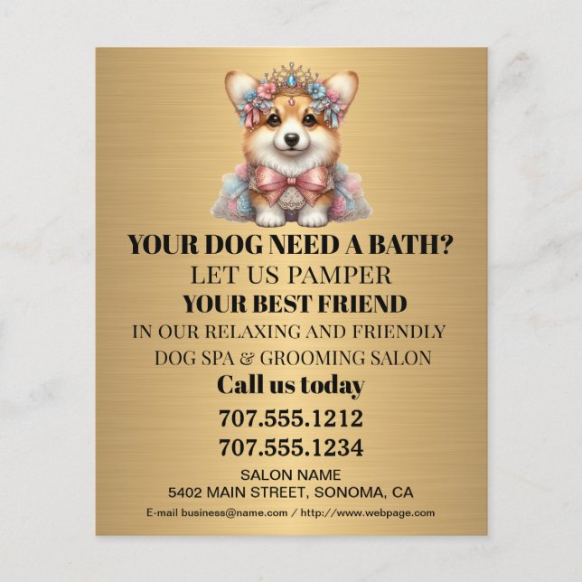 Dog grooming business personalized flyer (Front)