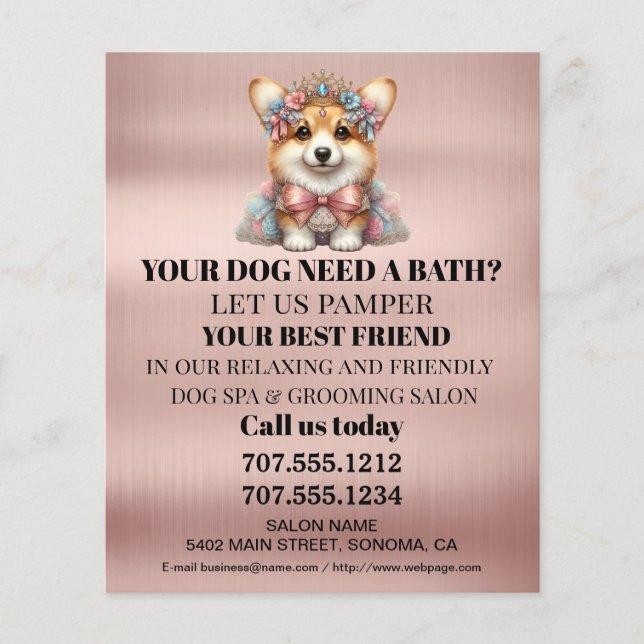 Dog grooming business personalized flyer (Front)