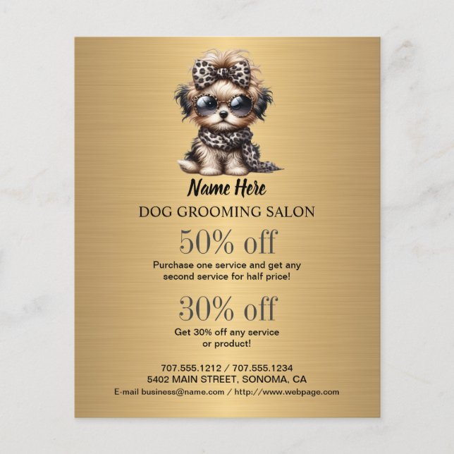 Dog grooming business personalized flyer (Front)
