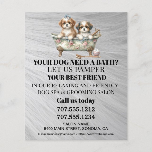 Dog grooming business personalized flyer (Front)
