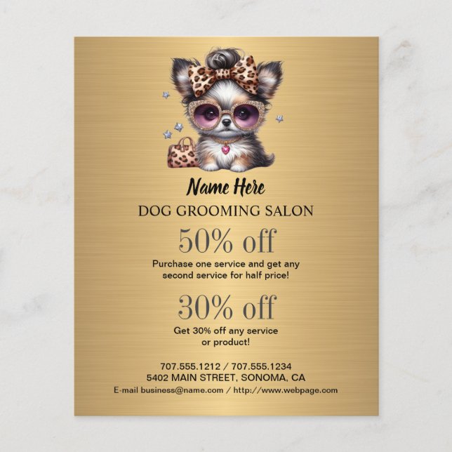 Dog grooming business personalized flyer (Front)