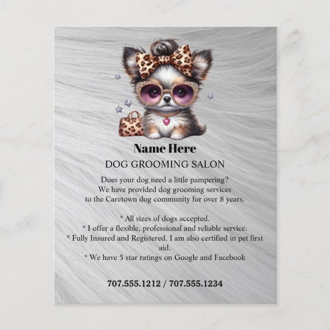 Dog grooming business personalized flyer (Front)