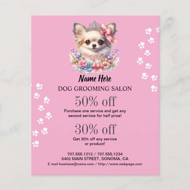 Dog grooming business personalized flyer (Front)