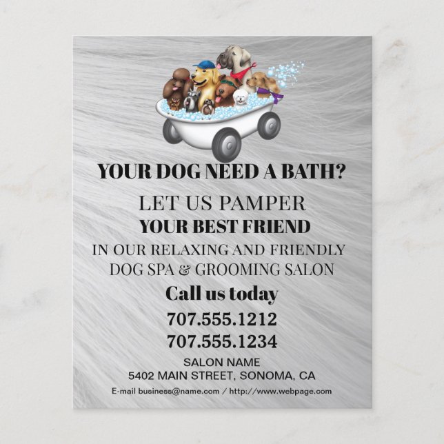 Dog grooming business personalized flyer (Front)
