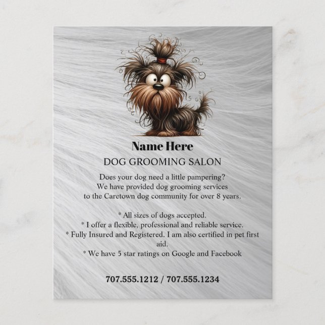 Dog grooming business personalized flyer (Front)