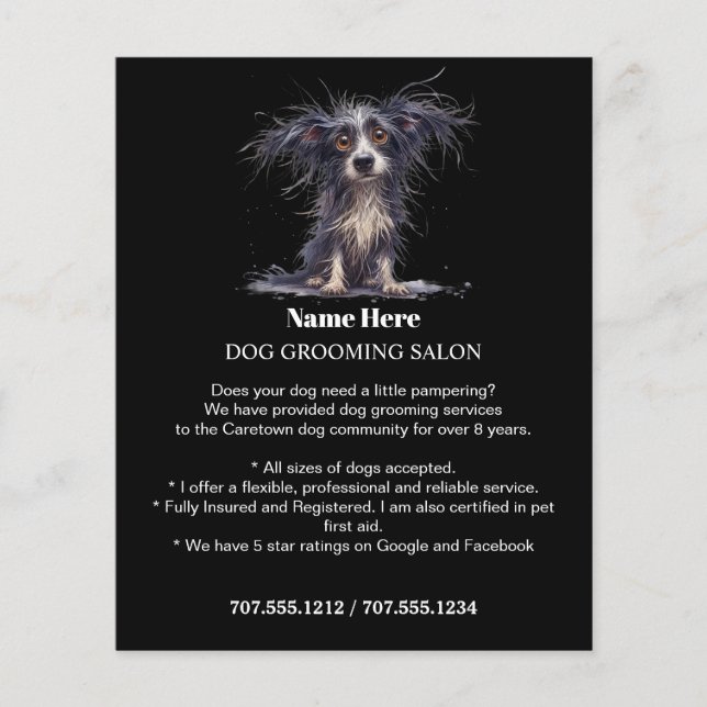 Dog grooming business personalized flyer (Front)