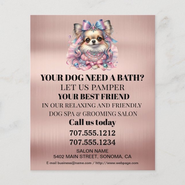 Dog grooming business personalized flyer (Front)