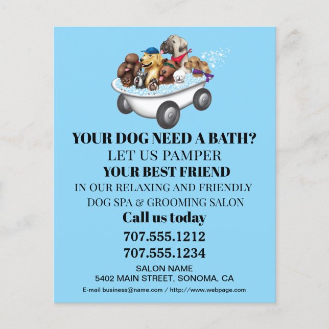 Dog grooming business personalized flyer (Front)