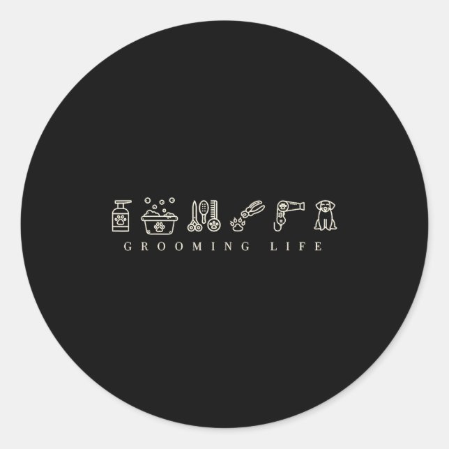 Dog Grooming Dog Groomer Life Work Pet Groomer Ico Classic Round Sticker (Front)