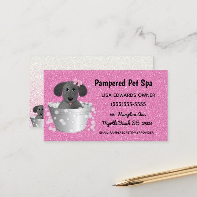 Dog Grooming Dog Spa Appointment Card (Front/Back In Situ)