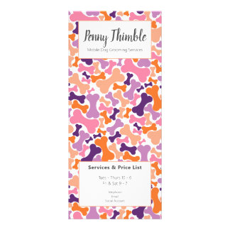 Dog Grooming, Doggie bone Groomer services Rack Card