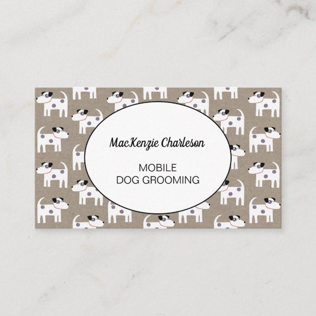 Dog Grooming Jack Russell Terrier Brown Paper Business Card (Front)