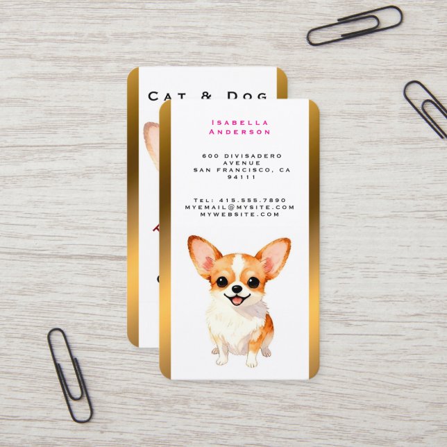 Dog Grooming Personalized Luxury Trendy Collection Business Card (Front/Back In Situ)