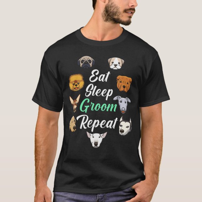Dog Grooming Pet Salon Adorable Puppy Groomer T-Shirt (Front)
