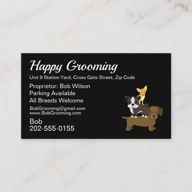 Dog Grooming Salon and Appointment Business Card (Front)