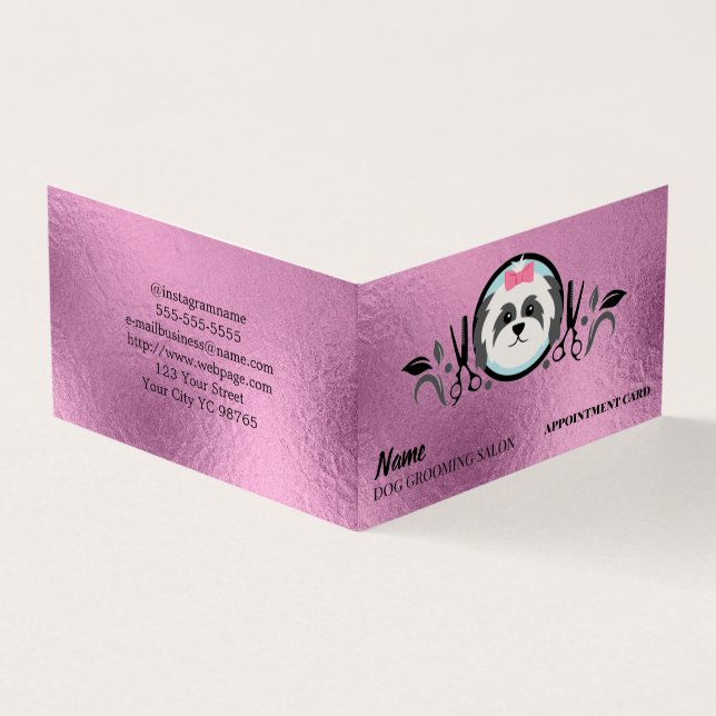 Dog grooming salon Appointment Business Card (Outside)