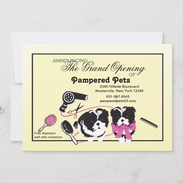 Dog Grooming Salon Grand Opening Invitation (Front)