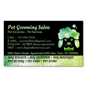 Dog Grooming Salon green bath spa Magnetic Business Card