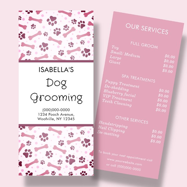 Dog Grooming Service Price List Rack Card (Creator Uploaded)
