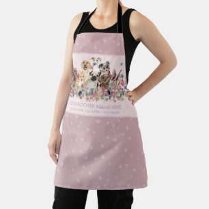 Dog Grooming Spa Salon Pink Apron