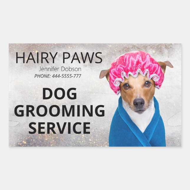 Dog Grooming Watercolor Business Sticker Sheet (Front)