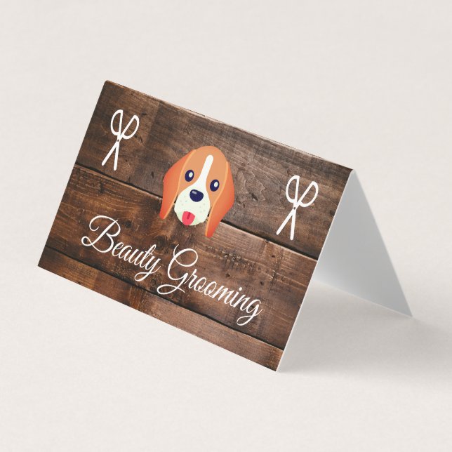 Dog Grooming Wood Panels Business Card (Front)