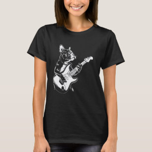 Dog Guitarist Guitar - Boston Terrier Dad Mom T-Shirt