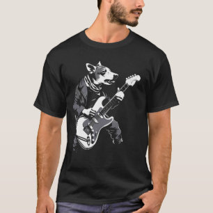 Dog Guitarist Guitar - Rat Terrier Dad Mom T-Shirt