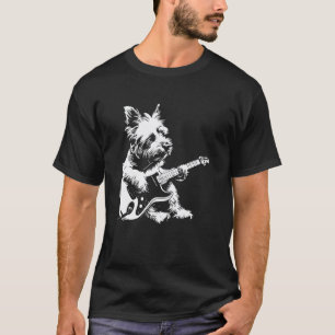 Dog Guitarist Guitar - Westie Dad Mom T-Shirt