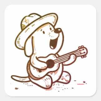Dog, Guitarist, Musician Square Sticker