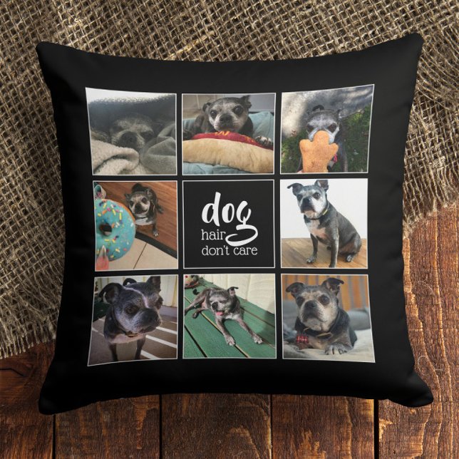 Dog Hair Don't Care 🐾 Pet Photo Collage Throw Pillow (Dog Hair Don't Care 🐾 Pet Photo Collage Throw Pillow
)