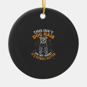 Dog Hair Pitbull Glitter Wearing Sunglasses Stars Ceramic Ornament