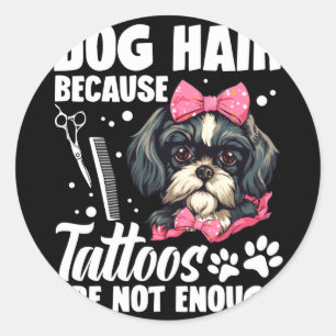 Dog hairdresser smocks for women salon dog groomer classic round sticker