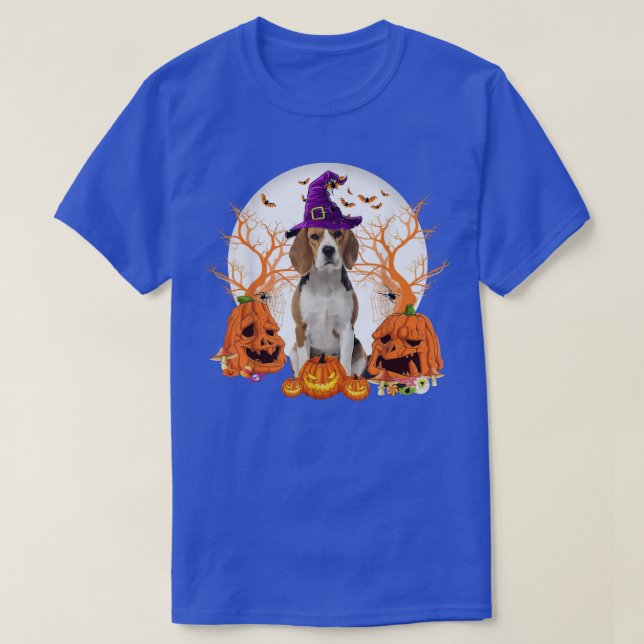 Dog Halloween Beagle Dog Jack O Lantern Pumpkin  T-Shirt (Design Front)